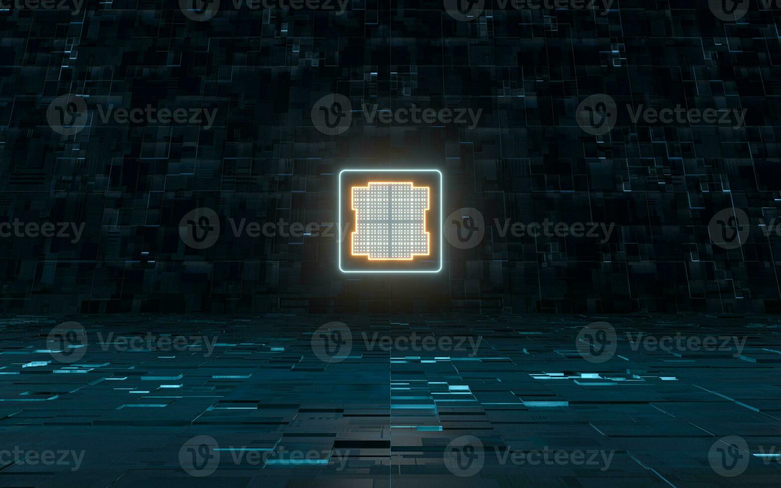 Electronic chip with black background,3d rendering. photo