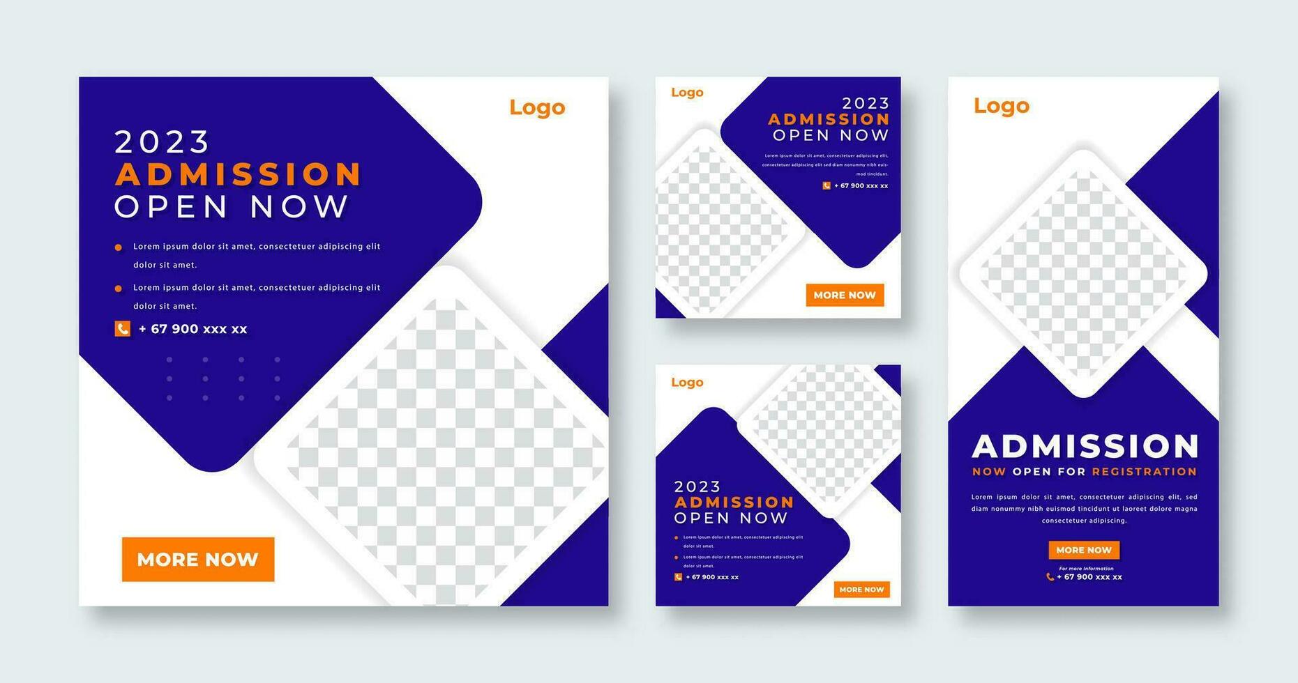 School Education Admission Social Media Post for Online Marketing Promotion Banner, Story and Web Internet Ads Flyer vector