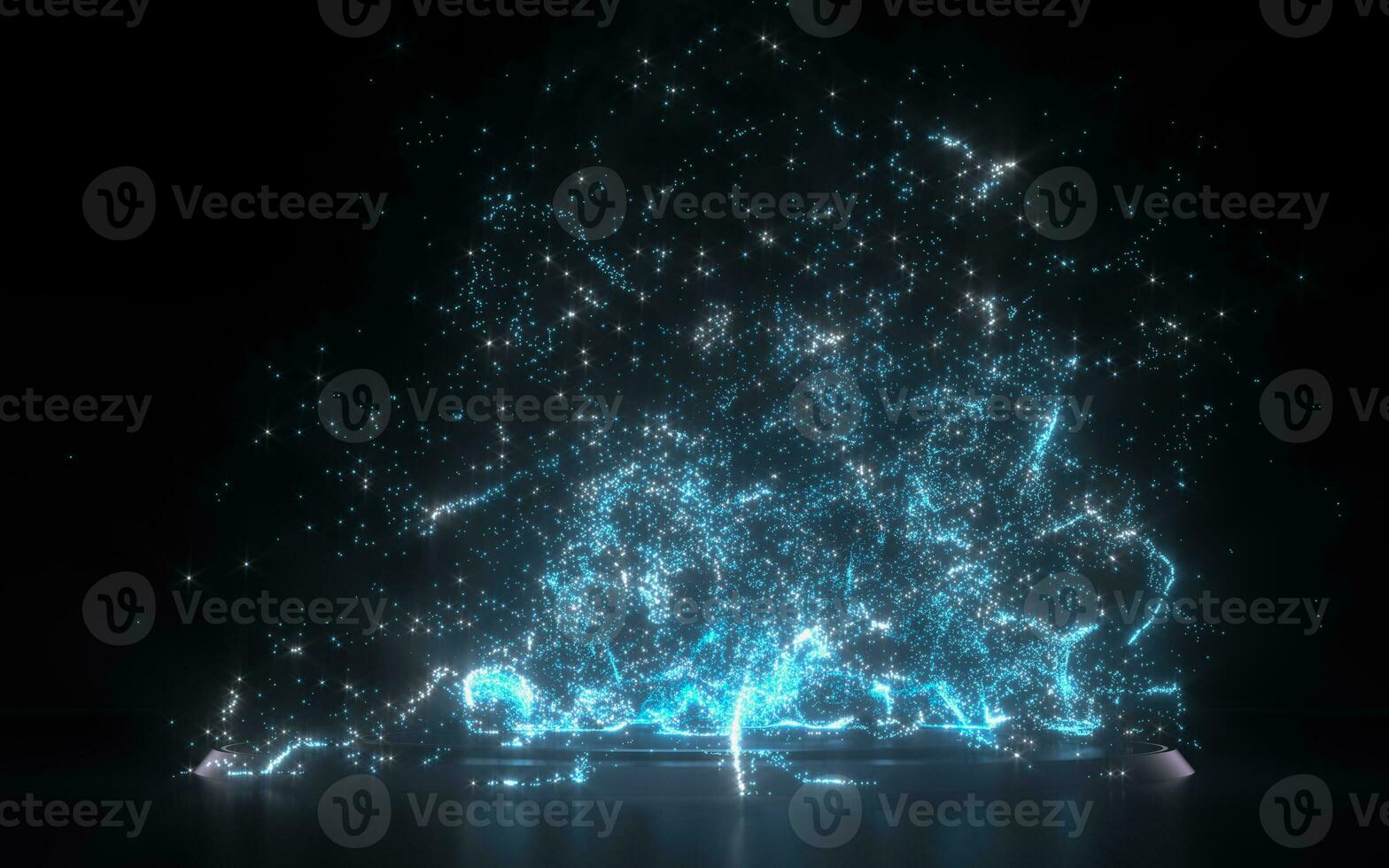 Fantasy magic particles with dark background, 3d rendering. photo