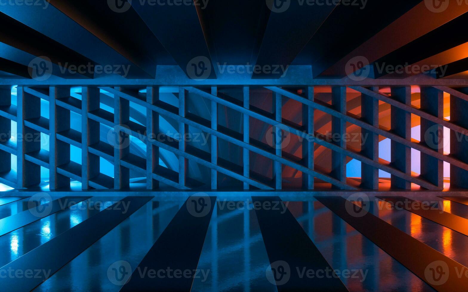 Concrete wall with grid shape, 3d rendering. photo