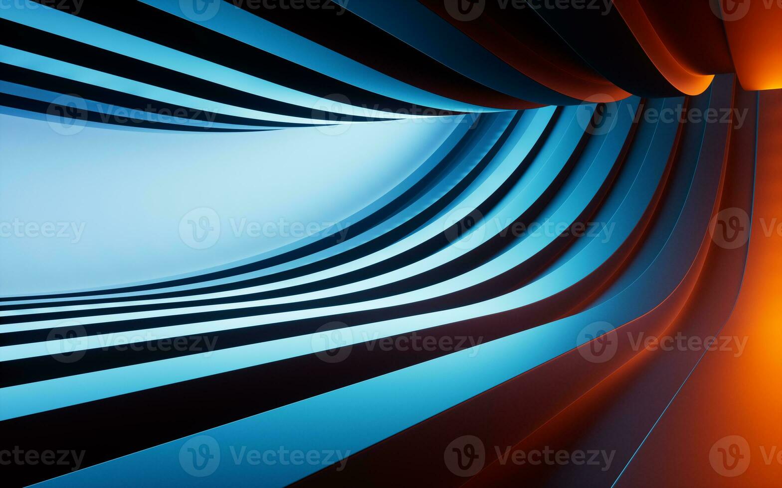 Neon lights and tunnels, 3d rendering. photo