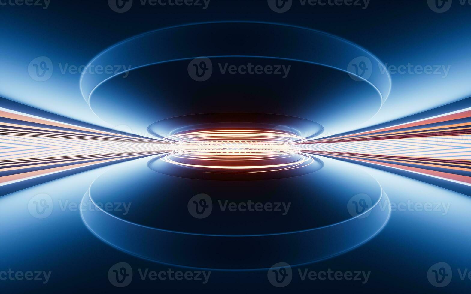 Neon lights and tunnels, 3d rendering. photo