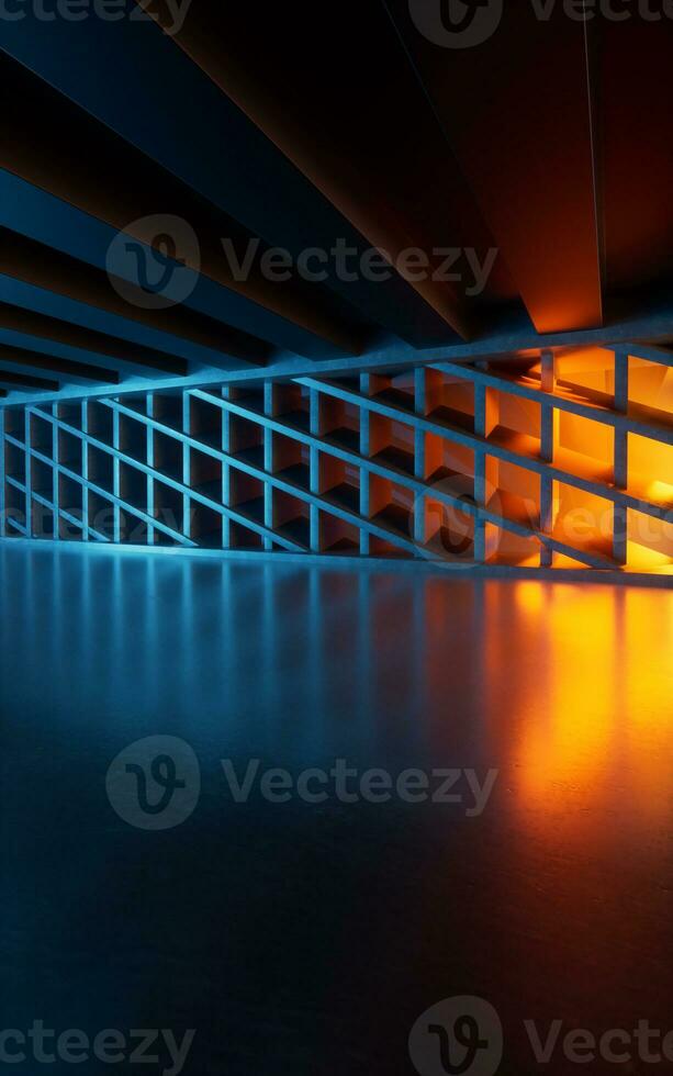 Concrete wall with grid shape, 3d rendering. photo