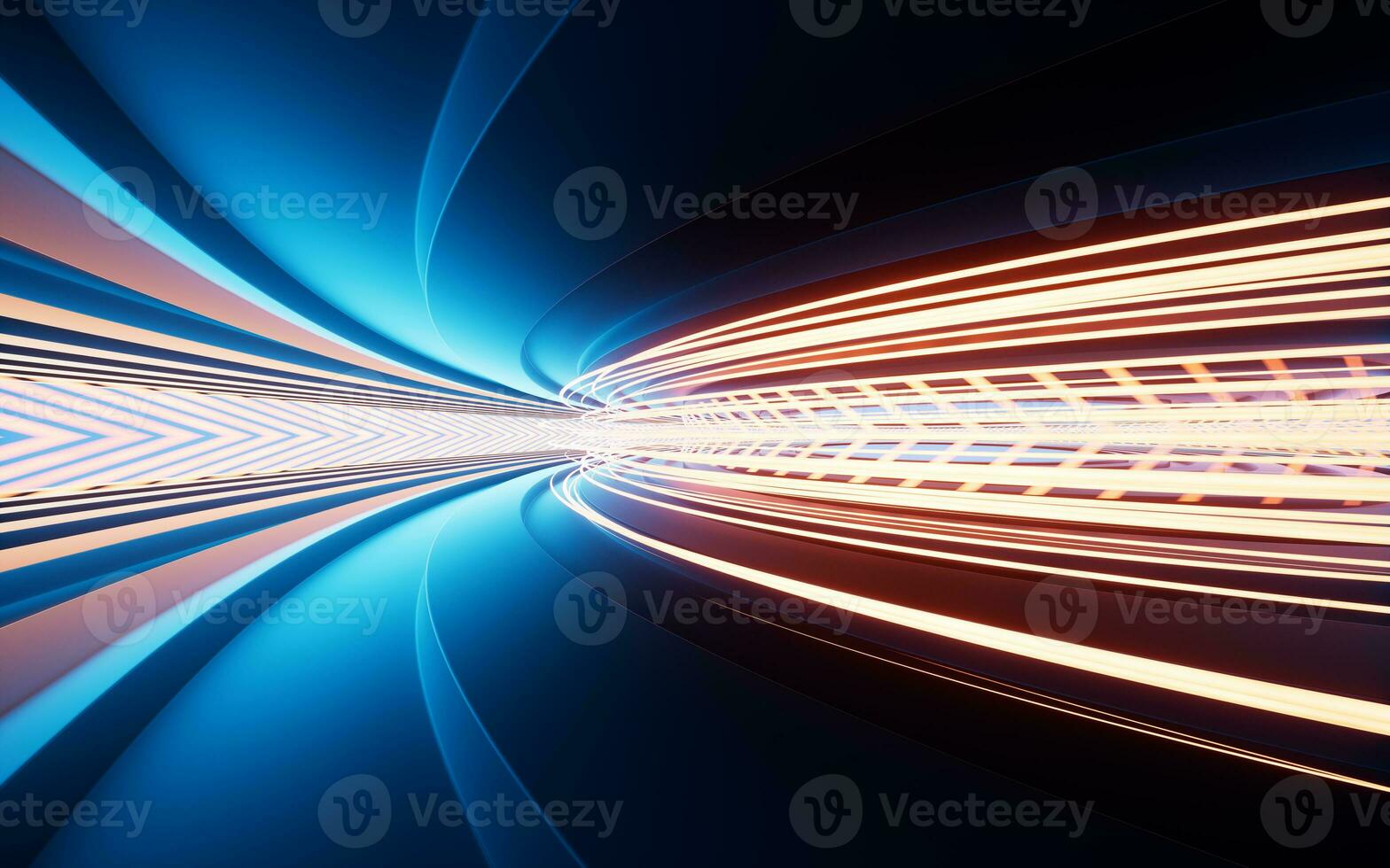Neon lights and tunnels, 3d rendering. photo