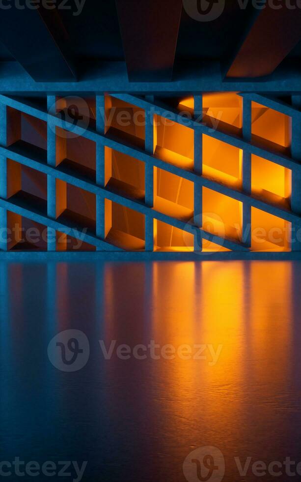 Concrete wall with grid shape, 3d rendering. photo