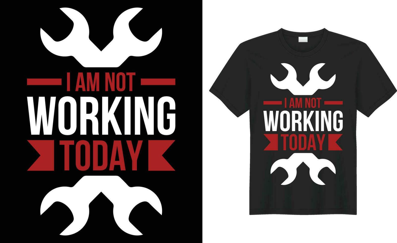 I am not working today typography vector t-shirt Design. Perfect for print items and bag, banner, mug, sticker, template. Handwritten vector illustration. Isolated on black background.