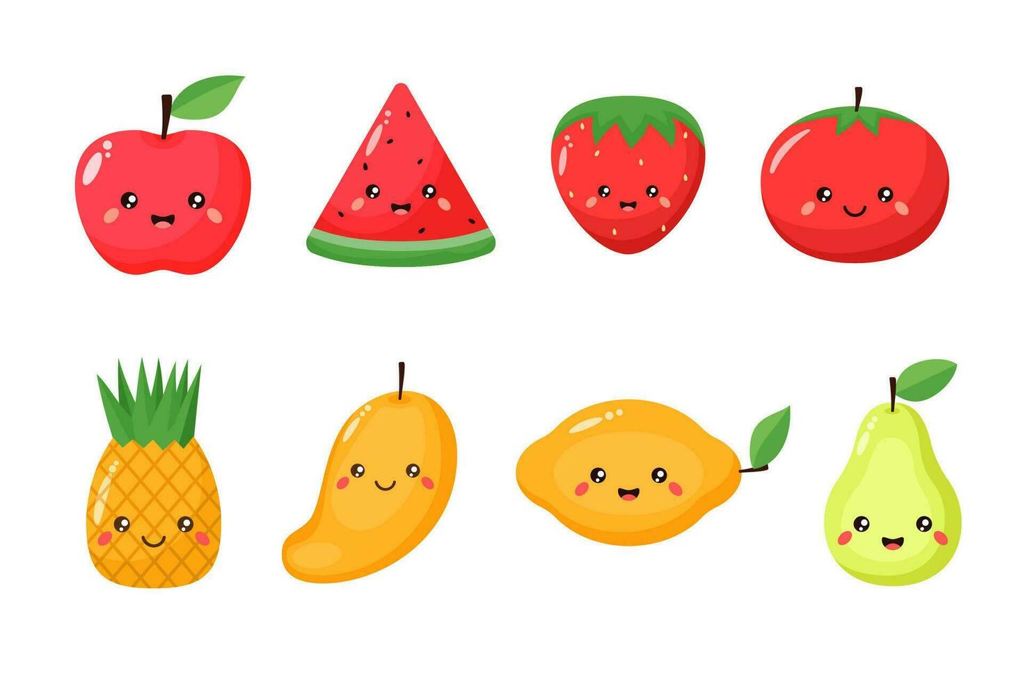 Cute Red Fruits and Yellow Fruits Collection vector