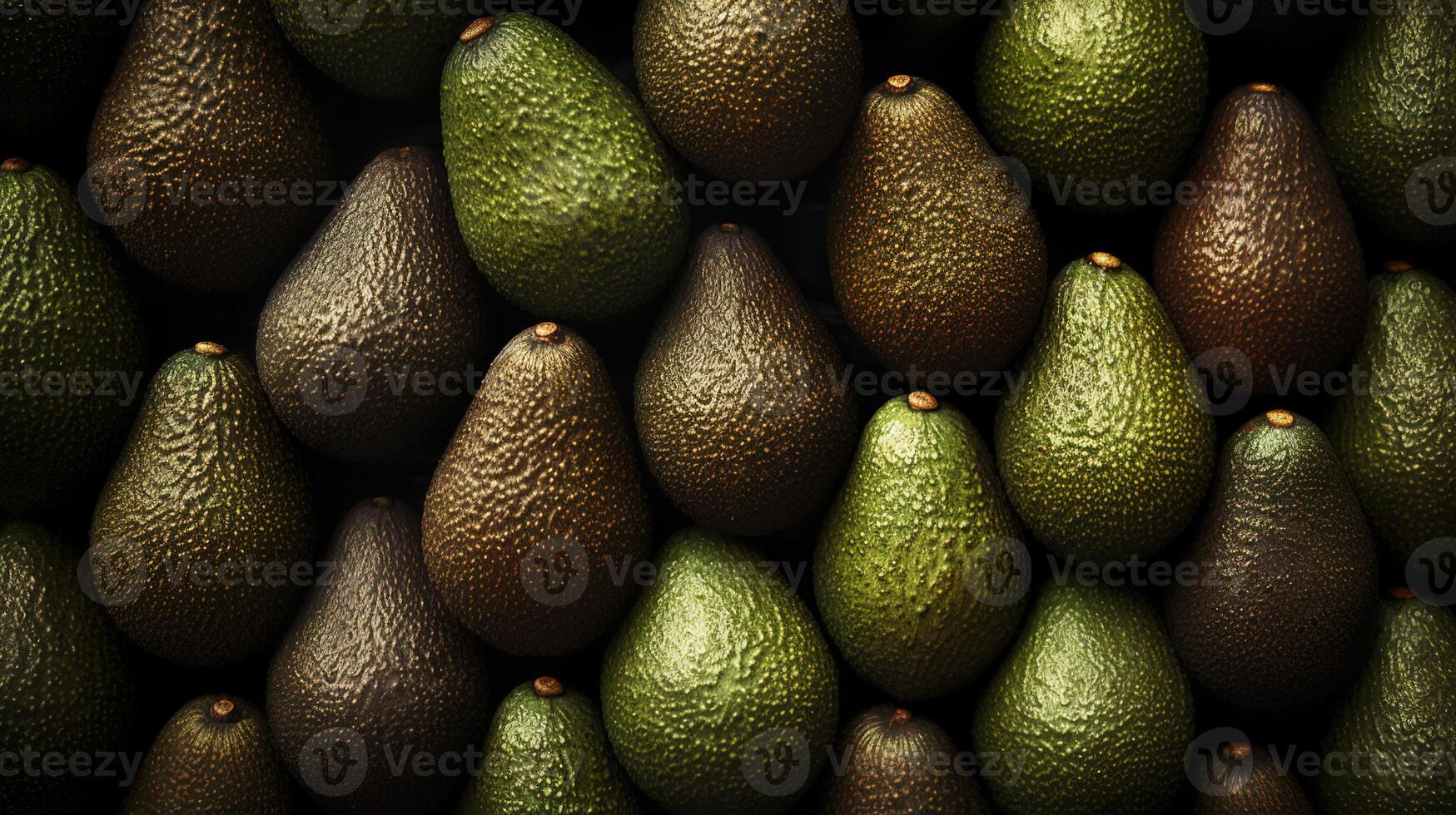 realista foto de un manojo de aguacates. parte superior ver Fruta escenario. ai generado