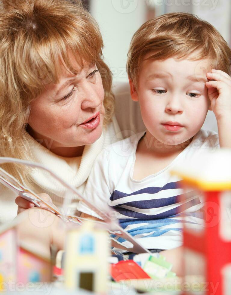 Grandma and puzzled boy photo