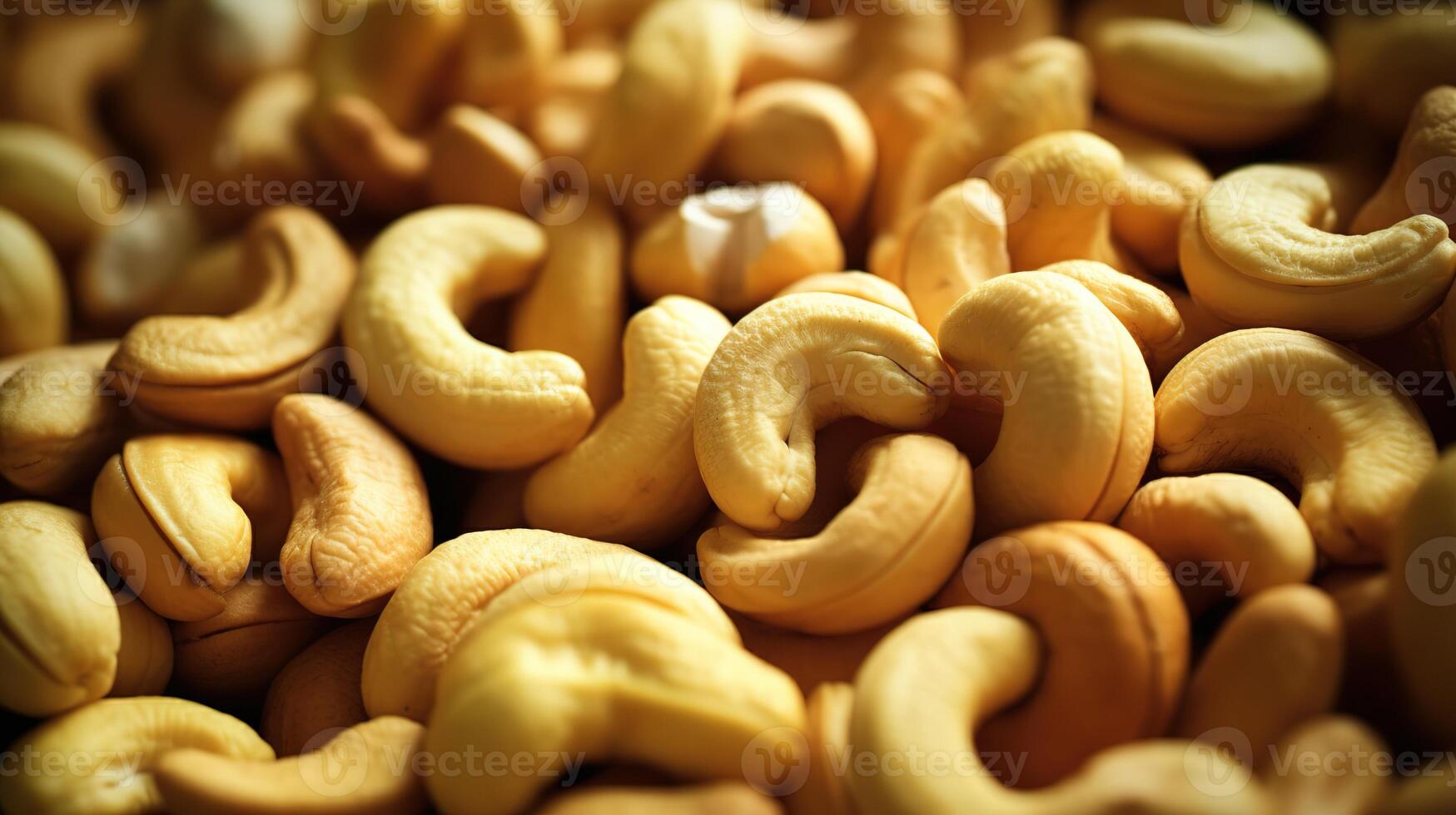 Realistic photo of a bunch of chasews. top view nuts scenery.