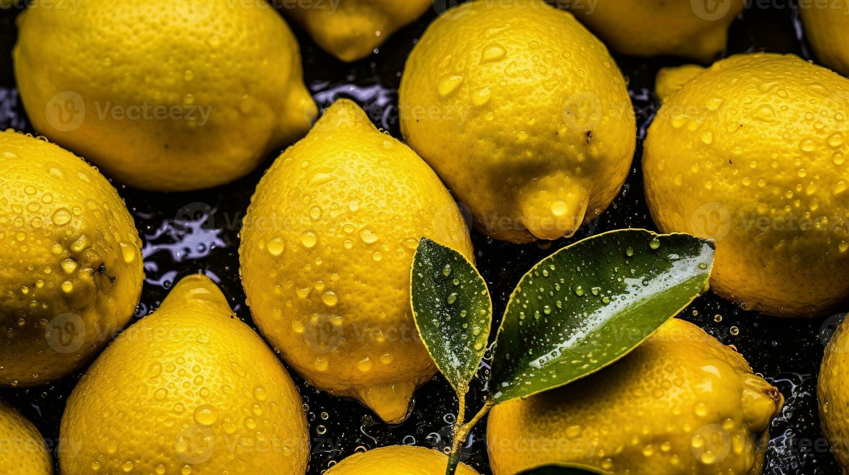 realista foto de un manojo de limones parte superior ver Fruta escenario. ai generado