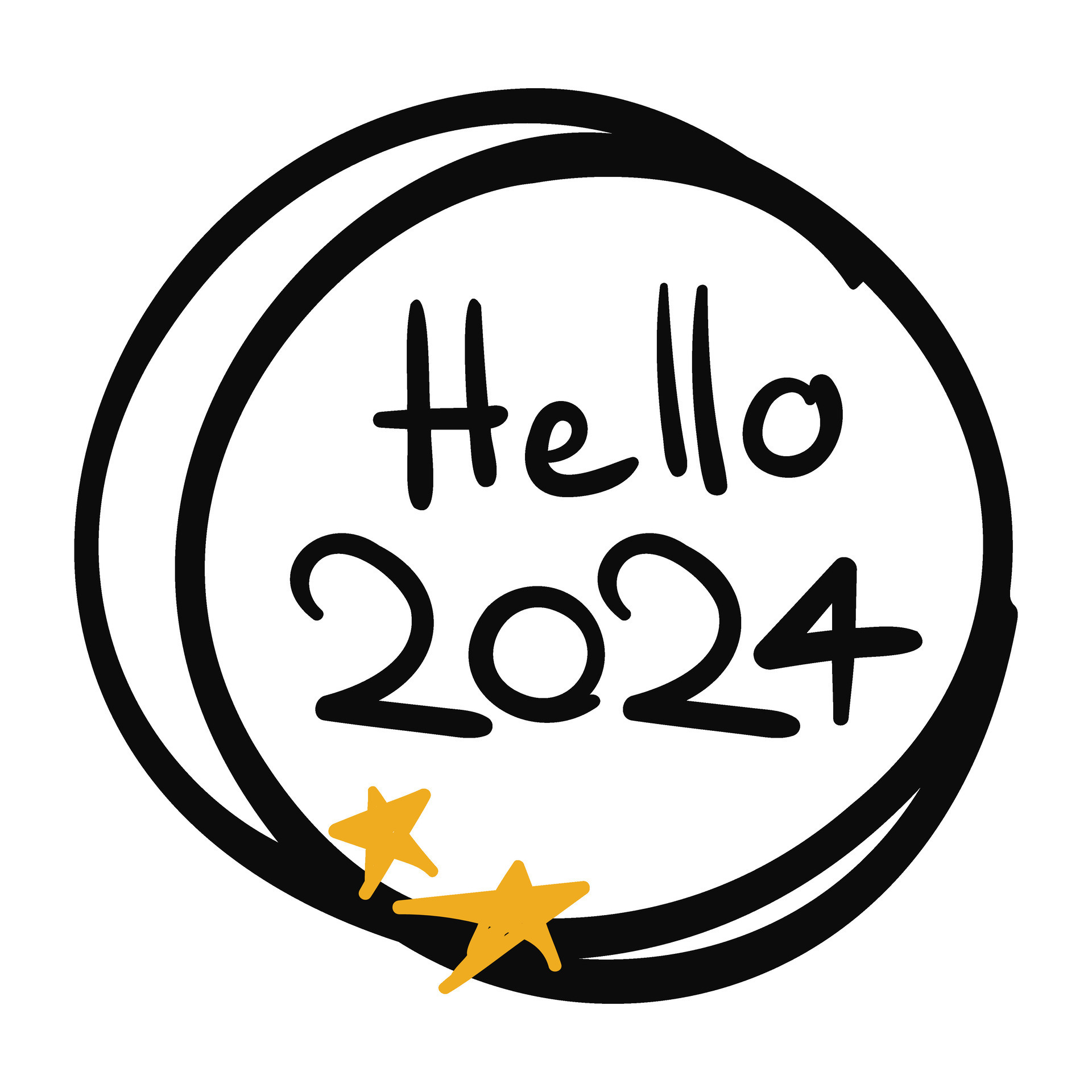 Hola 2024 mano dibujado letras vector ilustración 27810878 Vector en