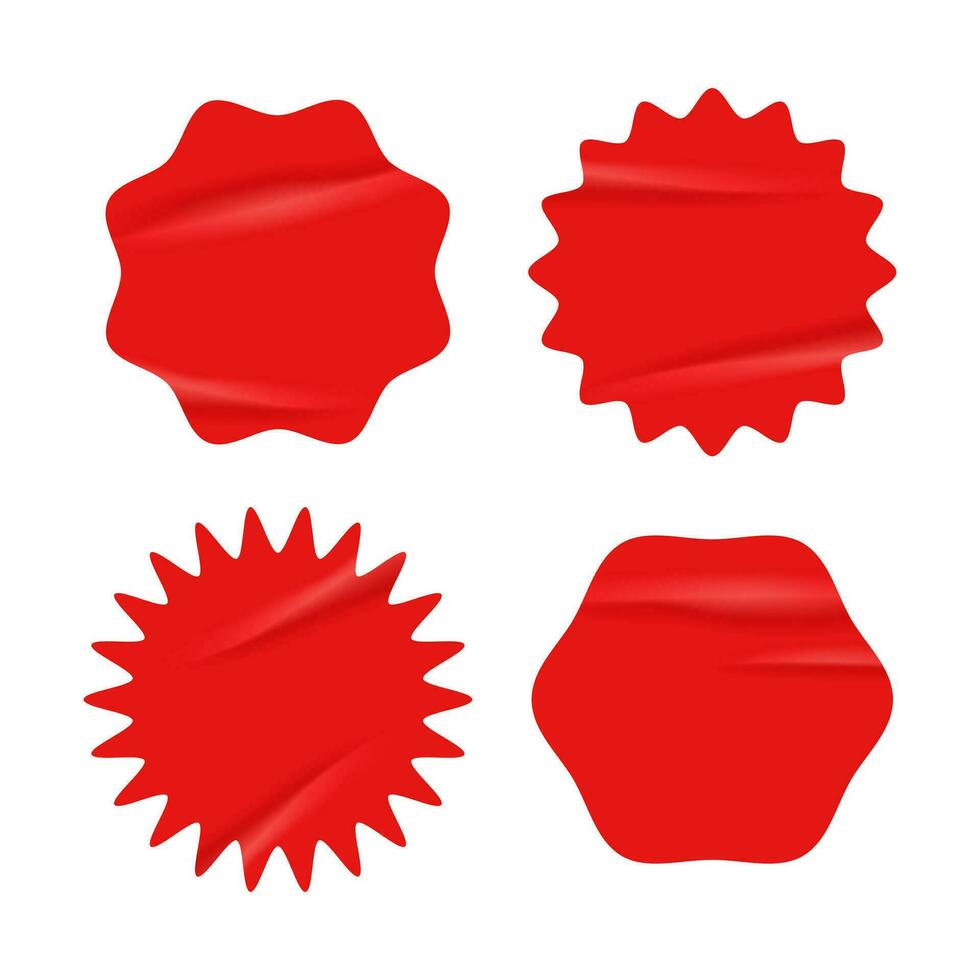 Set of red starburst with grunge retro texture vector illustration