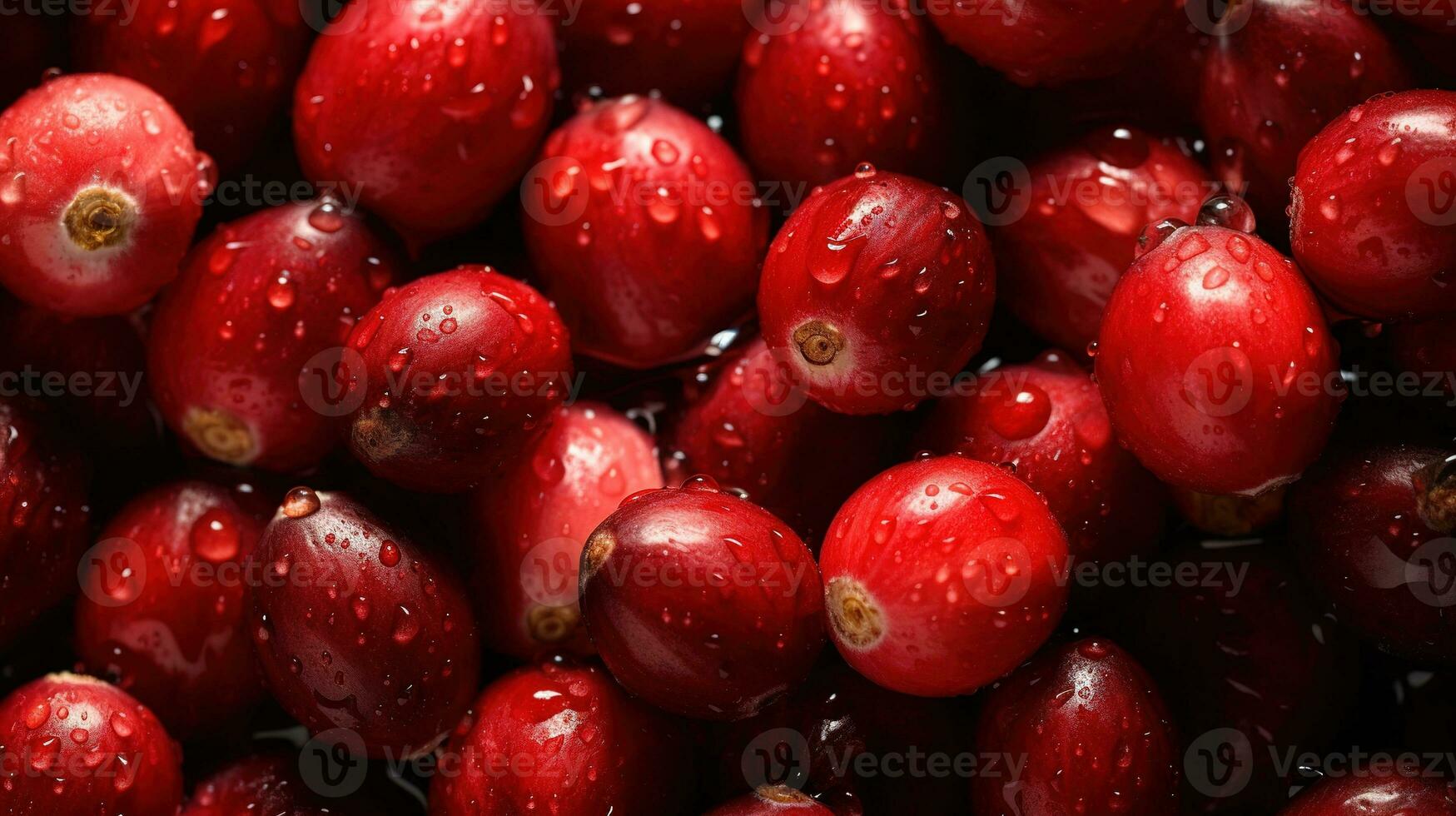 Realistic photo of a bunch of cranberries. top view fruit scenery. AI Generated