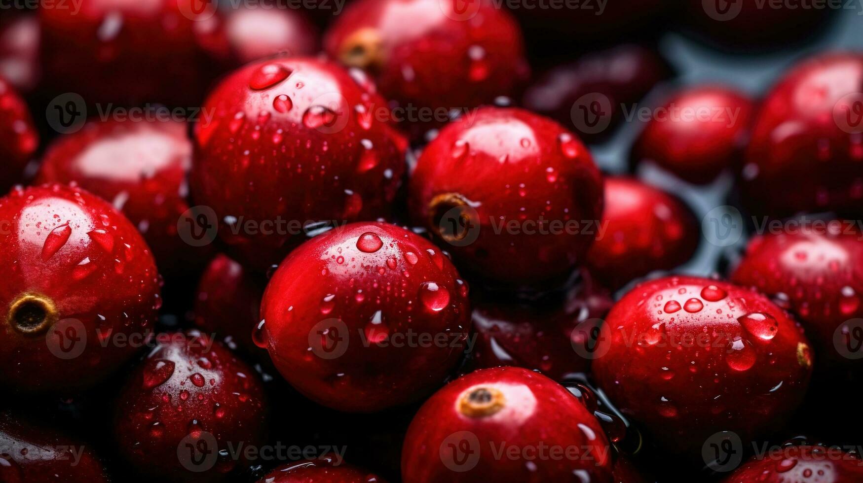 Realistic photo of a bunch of cranberries. top view fruit scenery. AI Generated