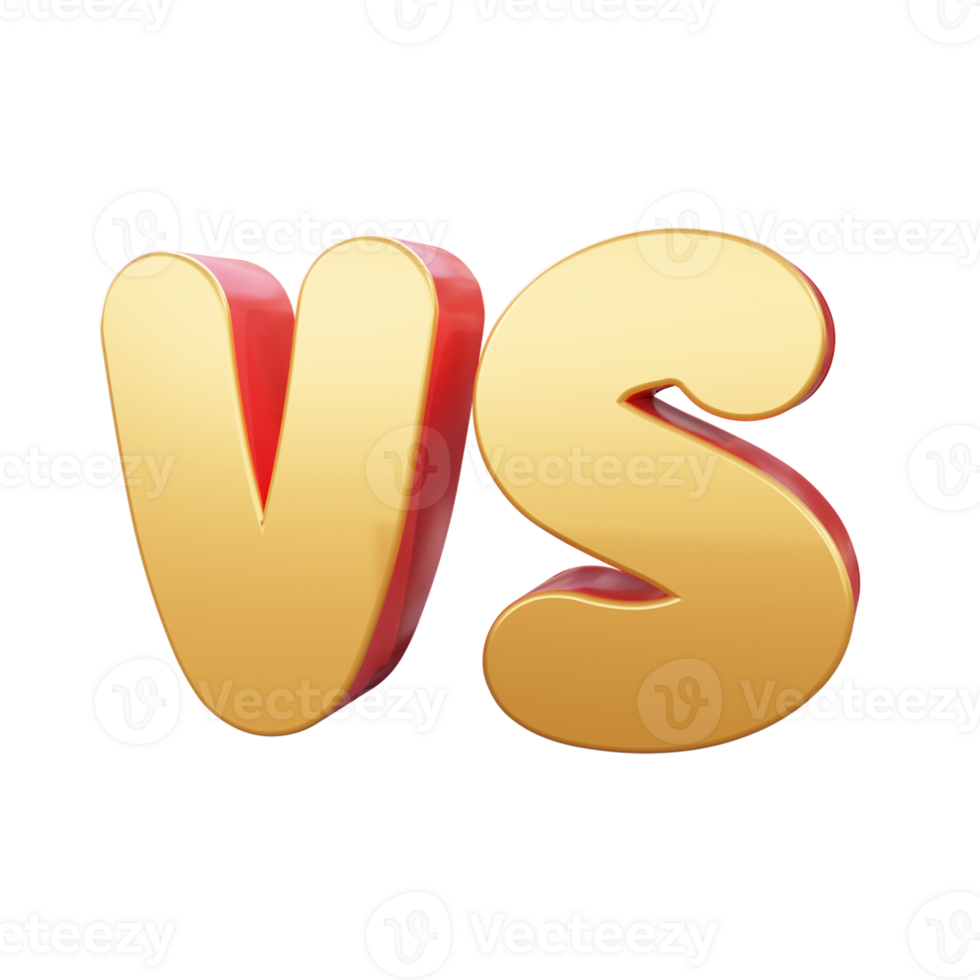 gold versus vs 3d render logo or golden versus vs logo text effect or 3d realistic vs render Related tags png