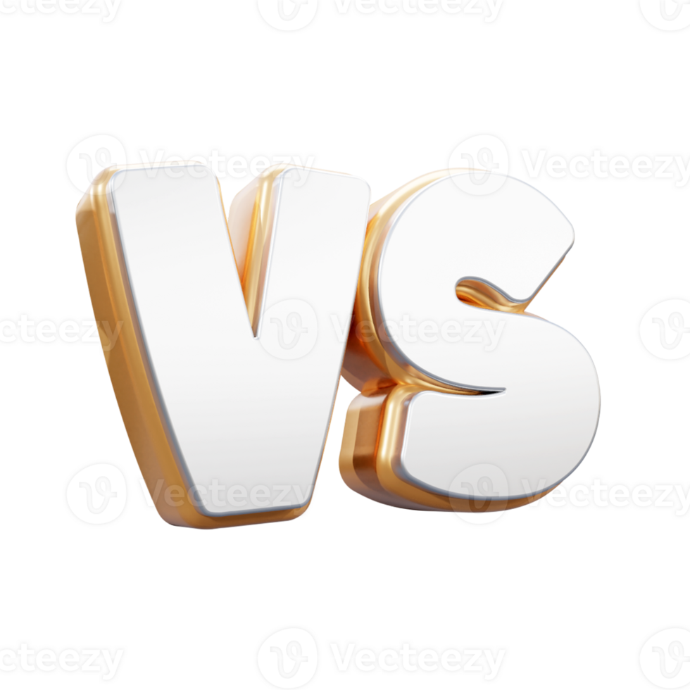 gold versus vs 3d render logo or golden versus vs logo text effect or 3d realistic vs render Related tags png