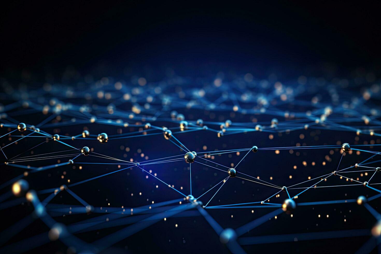 3d representación de resumen tecnología antecedentes con conectando puntos y líneas. red concepto, resumen antecedentes con binario código fluido mediante un red de interconectado nodos, ai generado foto