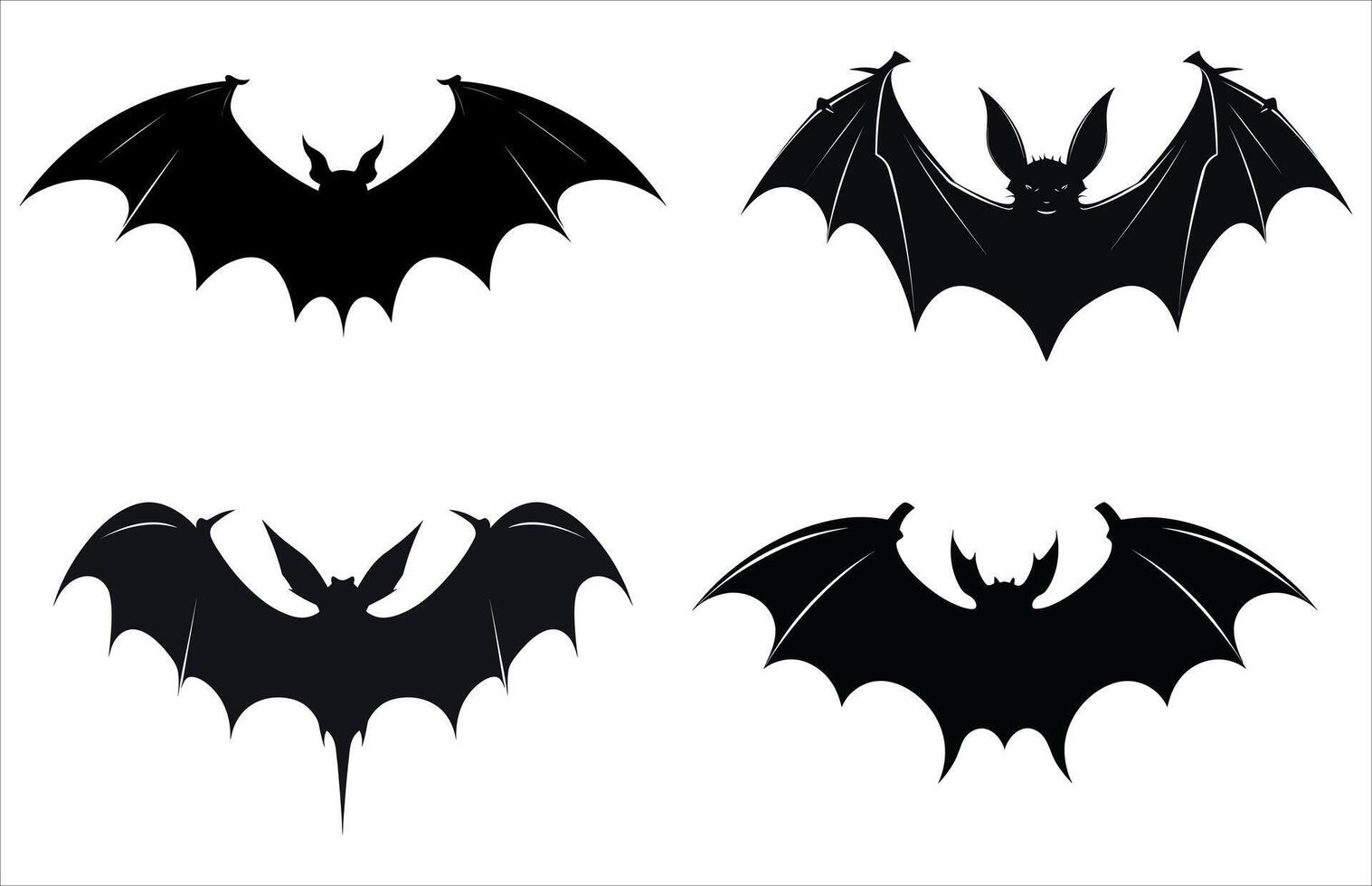 Halloween Flying Bat Vector Silhouette