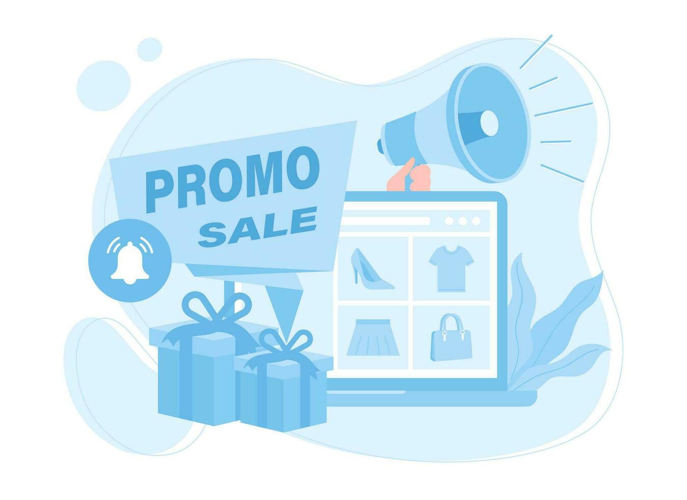 massive promo notifications in the online application concept flat illustration vector