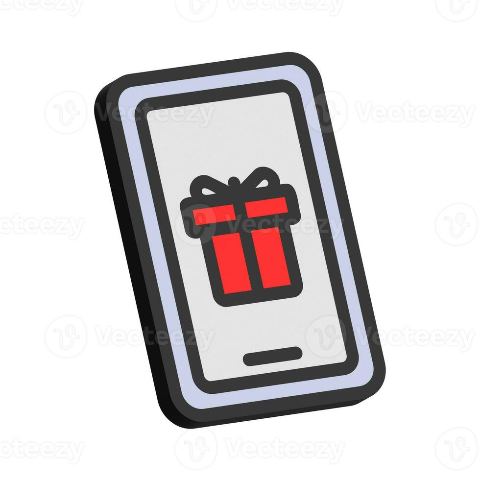 3D Illustration of Christmas Smartphone Isolated on White Background photo