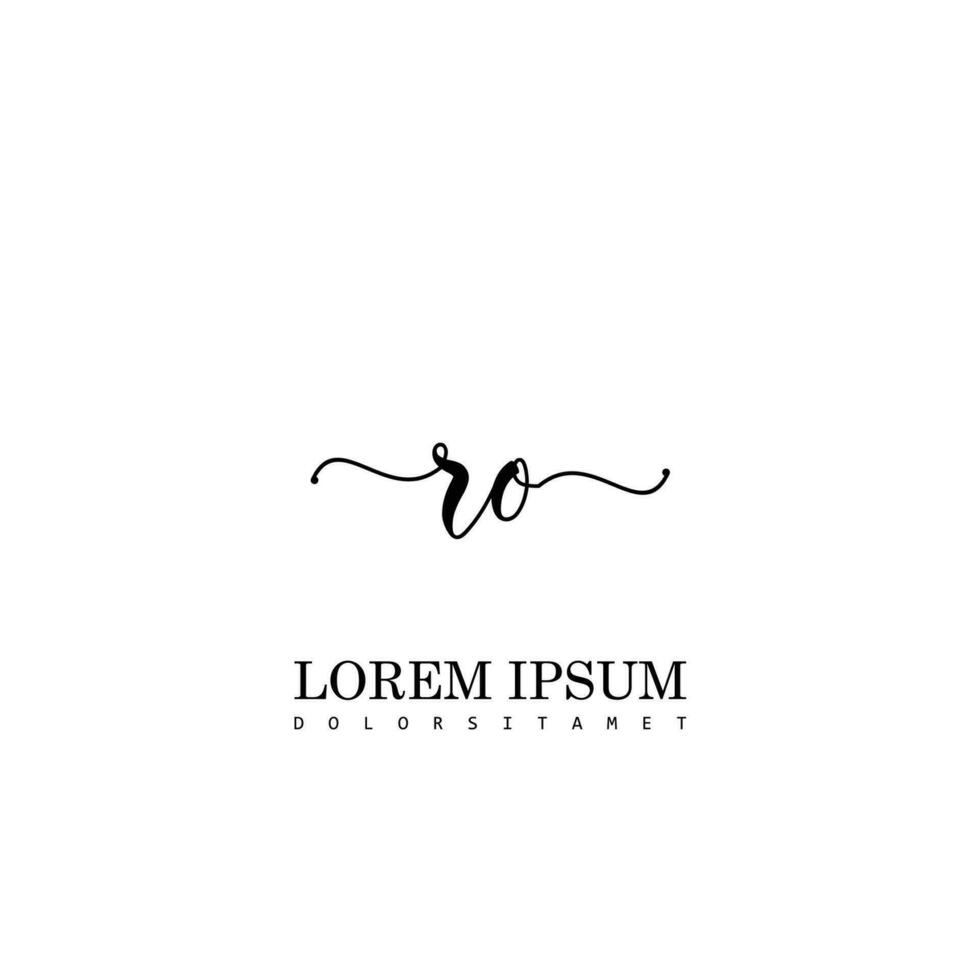 RO Initial Handwriting Template Design vector
