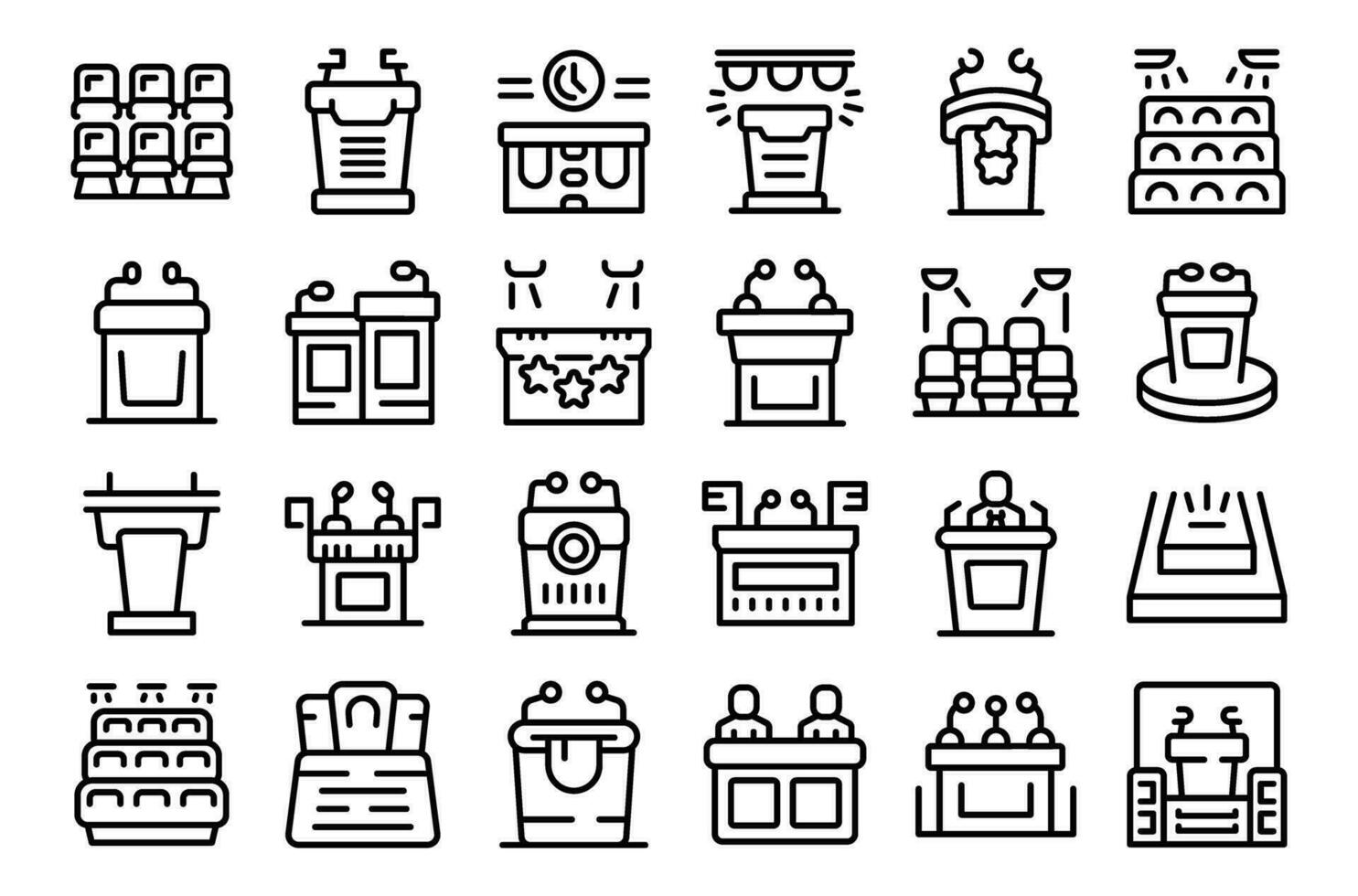 Tribune icons set outline vector. Podium speech vector