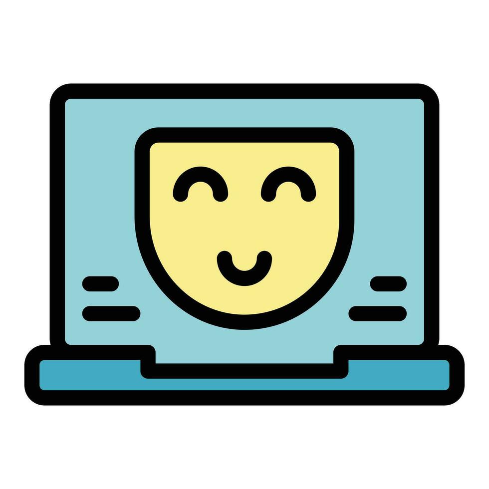 Laptop mask election icon vector flat