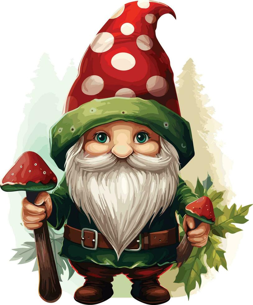Green Christmas Gnome Steal Christmas Clipart vector