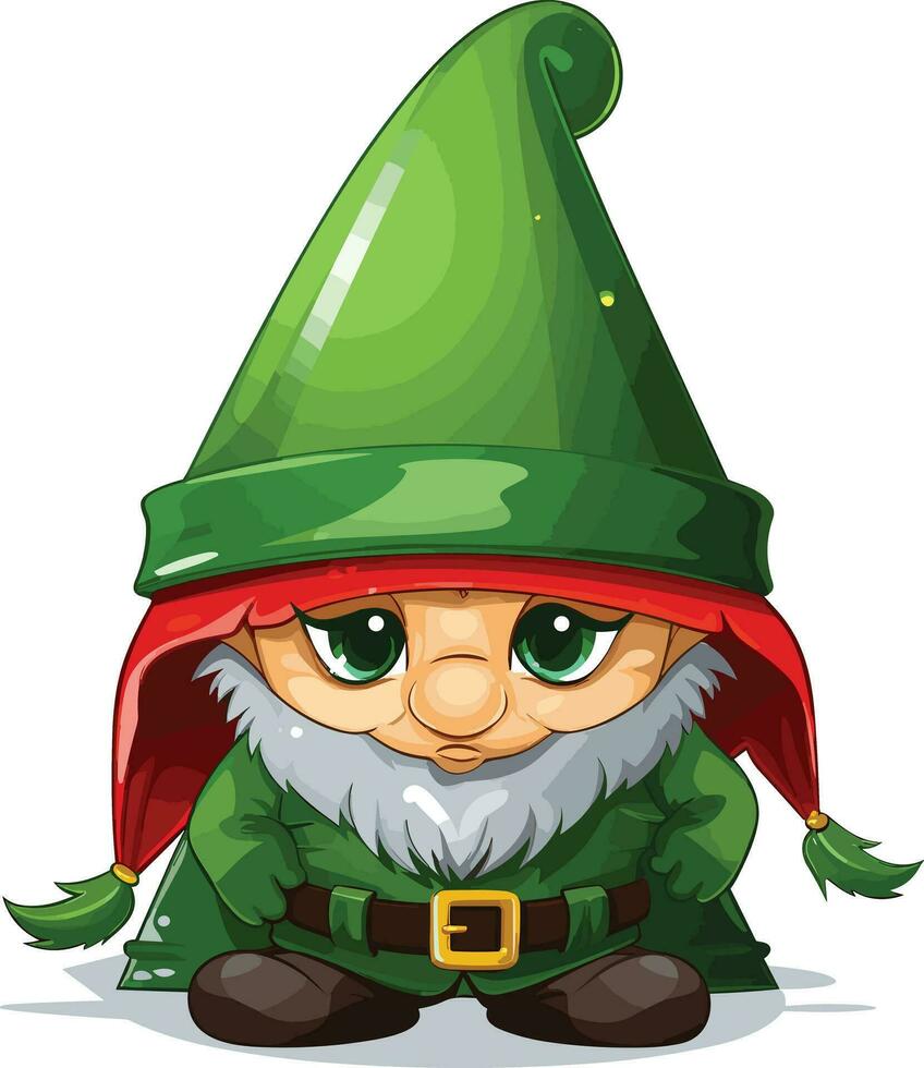 Green Christmas Gnome Steal Christmas Clipart vector