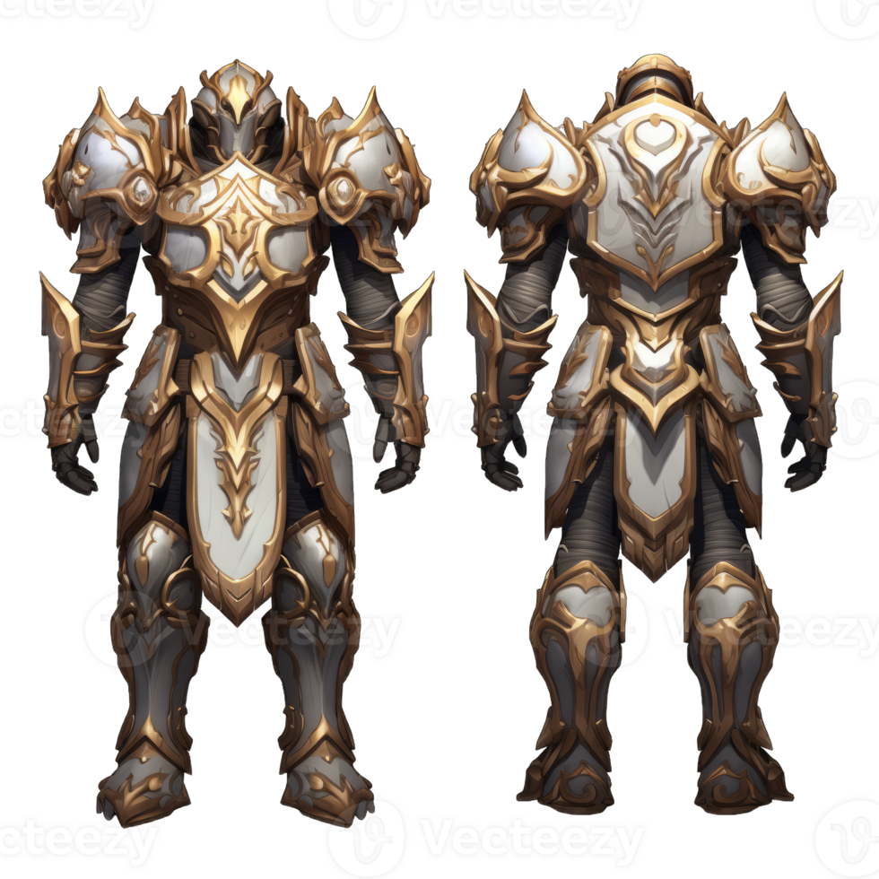 Fantasy knightly armor isolated on transparent background. 3d rendering, generative ai png