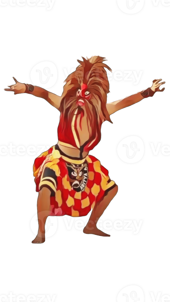 reog ponorogo dancer , bujang ganong on transparent background isolated vector illustration, generative ai png