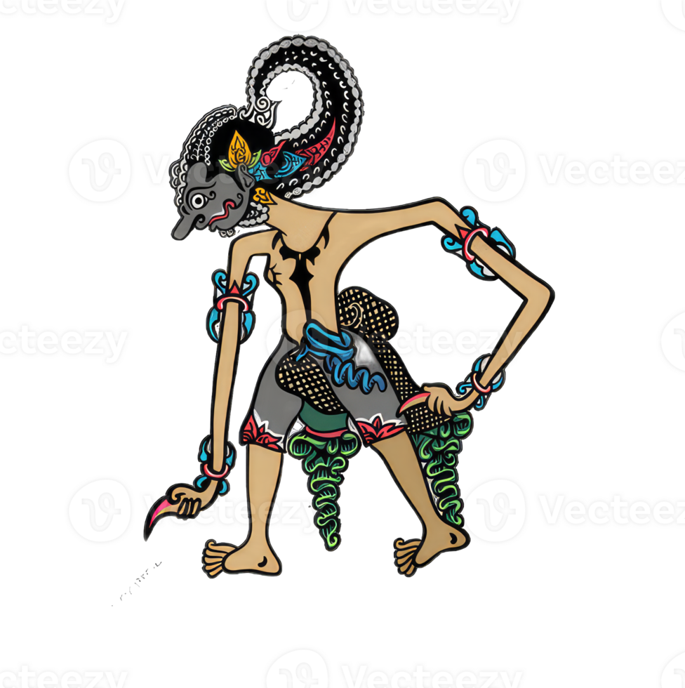Wayang, Bima Werkudara Vector illustration on transparent background. Isolated, generative ai, generative ai png