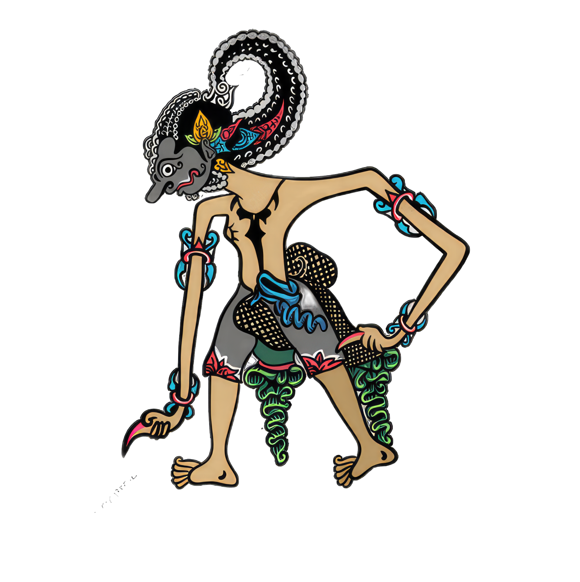 Wayang, Bima Werkudara Vector illustration on transparent background