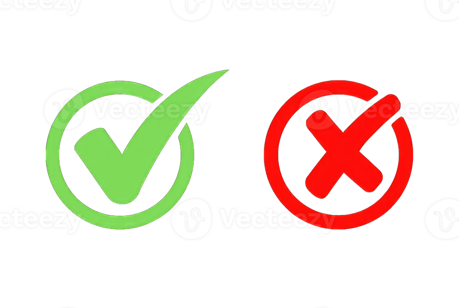 Check mark and cross icon. Check mark and cross icon. Vector illustration., generative ai png