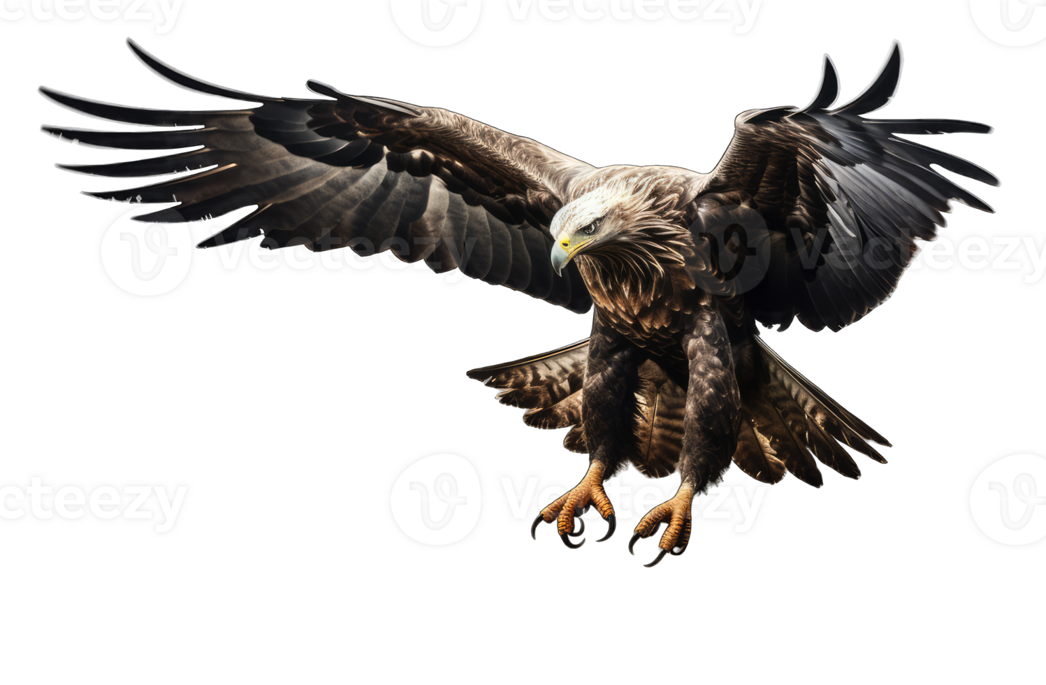 Bald Eagle Haliaeetus leucocephalus flying isolated on transparent background, generative ai png