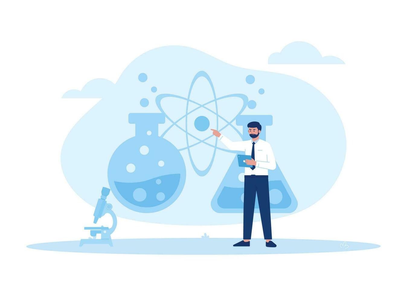 A professor is doing research in the lab concept flat illustration vector