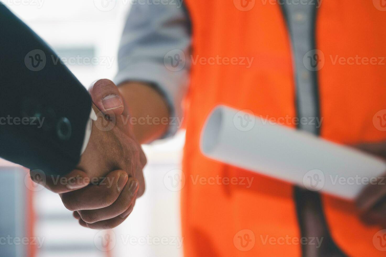 businessman shake hand with partner to celebration partnership and business deal concept, Businessman handshake for teamwork of business merger and acquisition, successful negotiate, hand shake photo