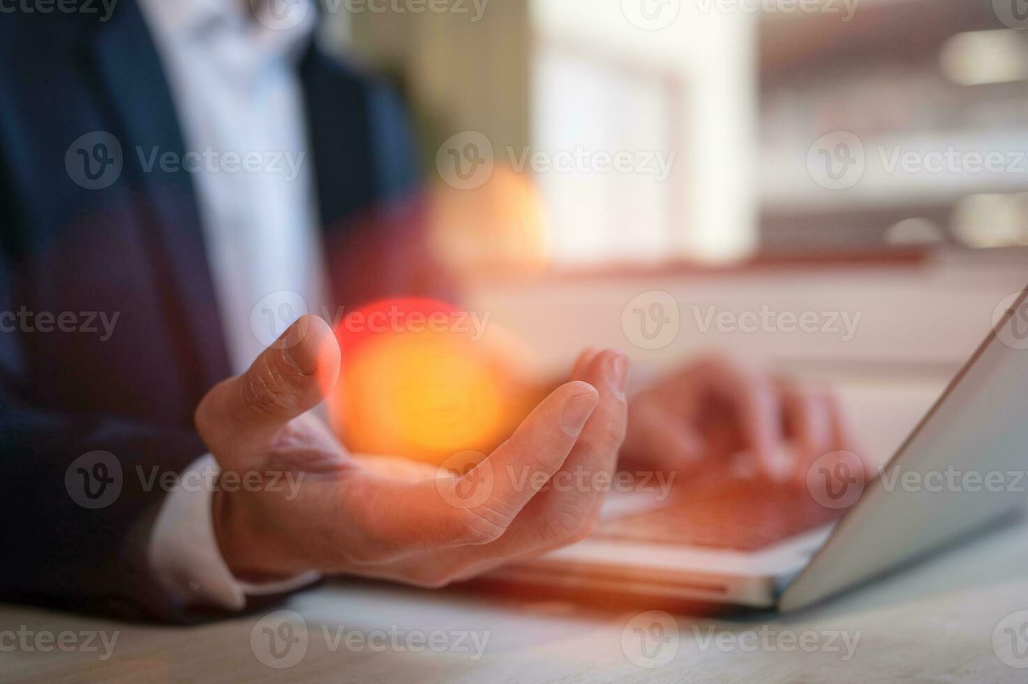 Hands of a thoughtful, hr recruiter making hiring decision at difficult job interview, opponents dialogue debate, business confrontation challenge concept, pray hope and negotiation business dealing photo