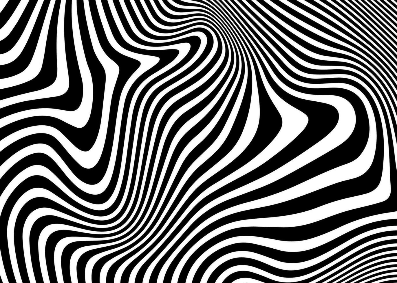 Abstract op art texture with wavy stripes. Creative background with distorted lines. Striped diagonal lines, design with distortion, vector template