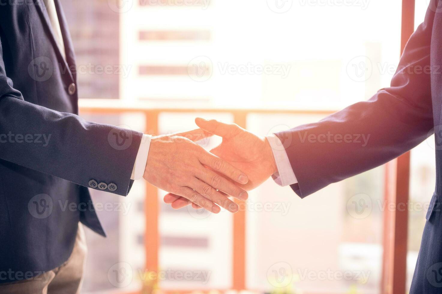 businessman shake hand with partner to celebration partnership and business deal concept, Businessman handshake for teamwork of business merger and acquisition, successful negotiate, hand shake photo