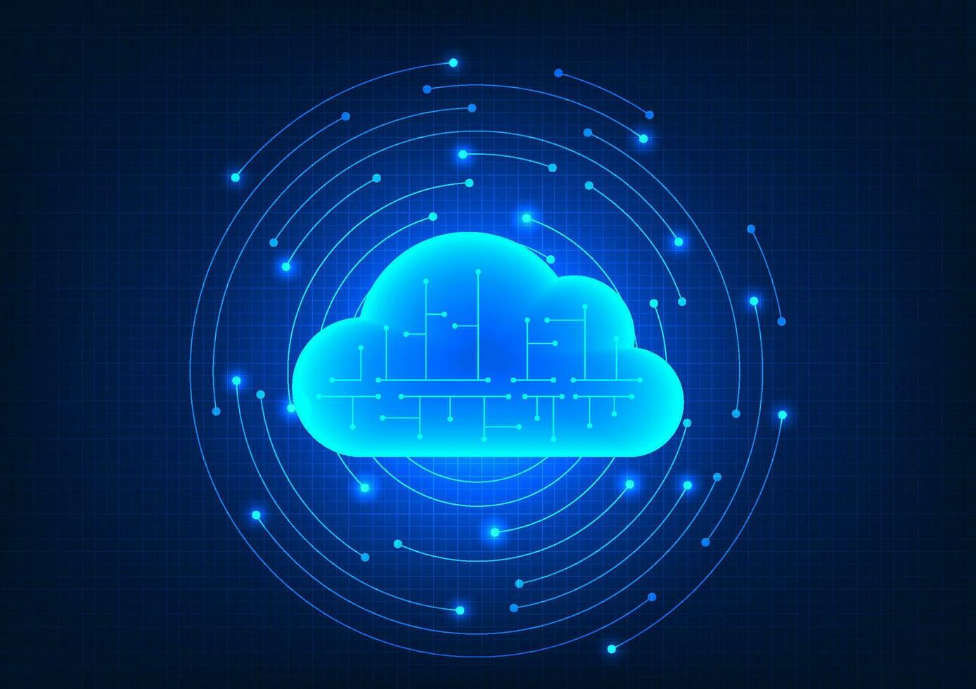 Cloud technology Inside there are technology circuits with interesting elements. Refers to cloud technology that can be used to store data via the Internet and share data with others. vector