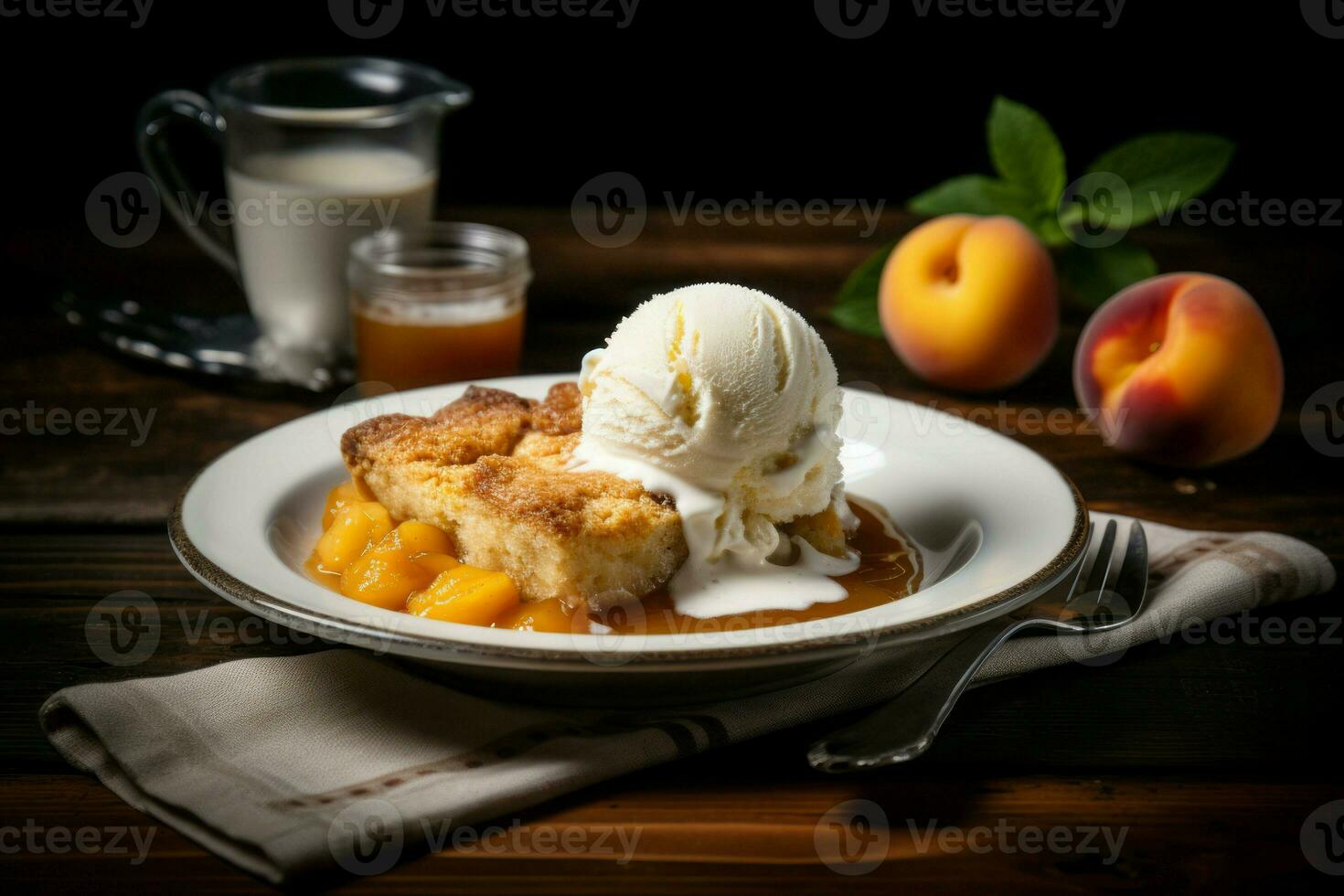 Peach cobbler. Generate Ai photo