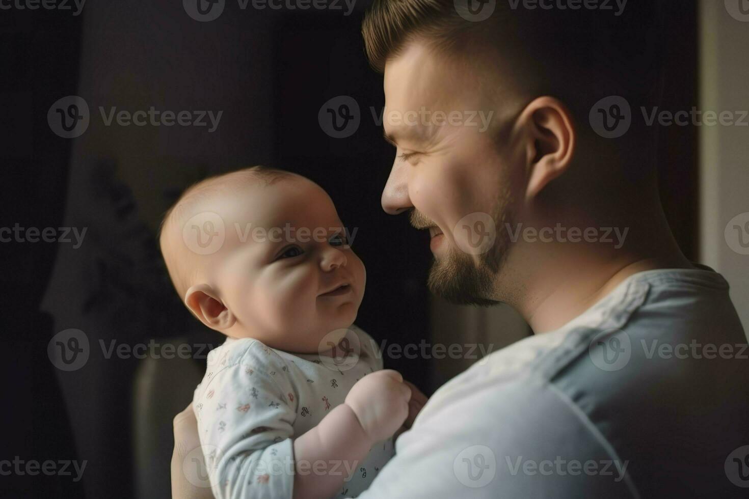 Dad baby portrait. Generate Ai photo