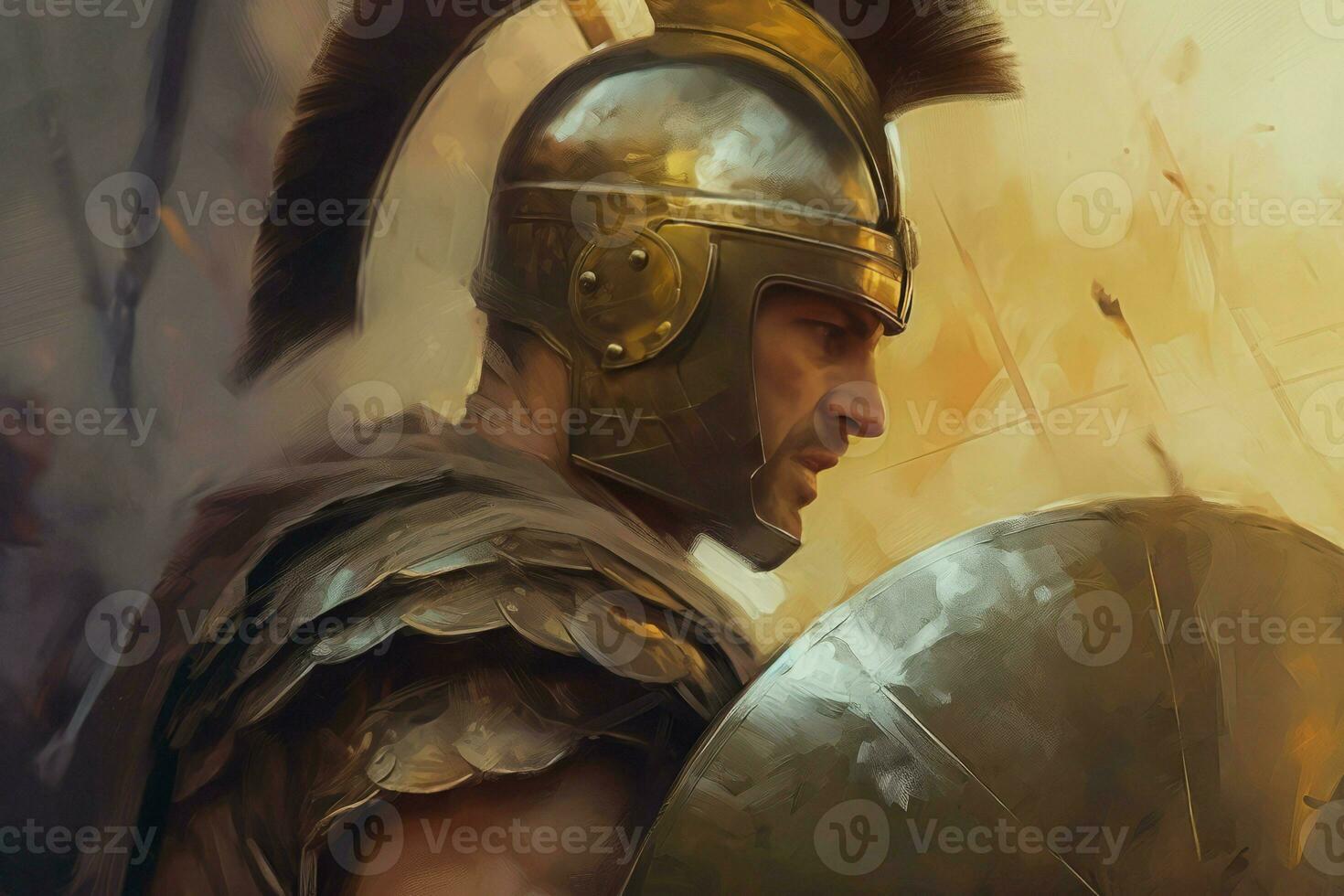 Gladiator head armor. Generate Ai photo