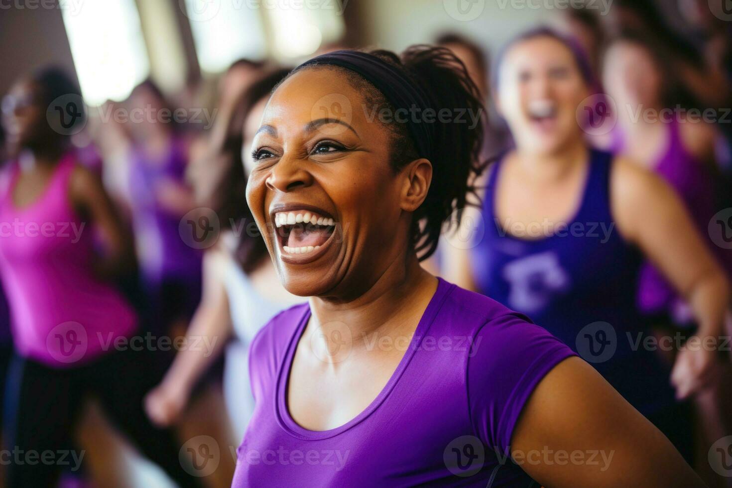 Zumba class laughing. Generate Ai photo