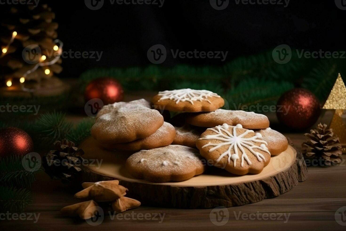 Christmas ginger biscuits. Generate Ai photo