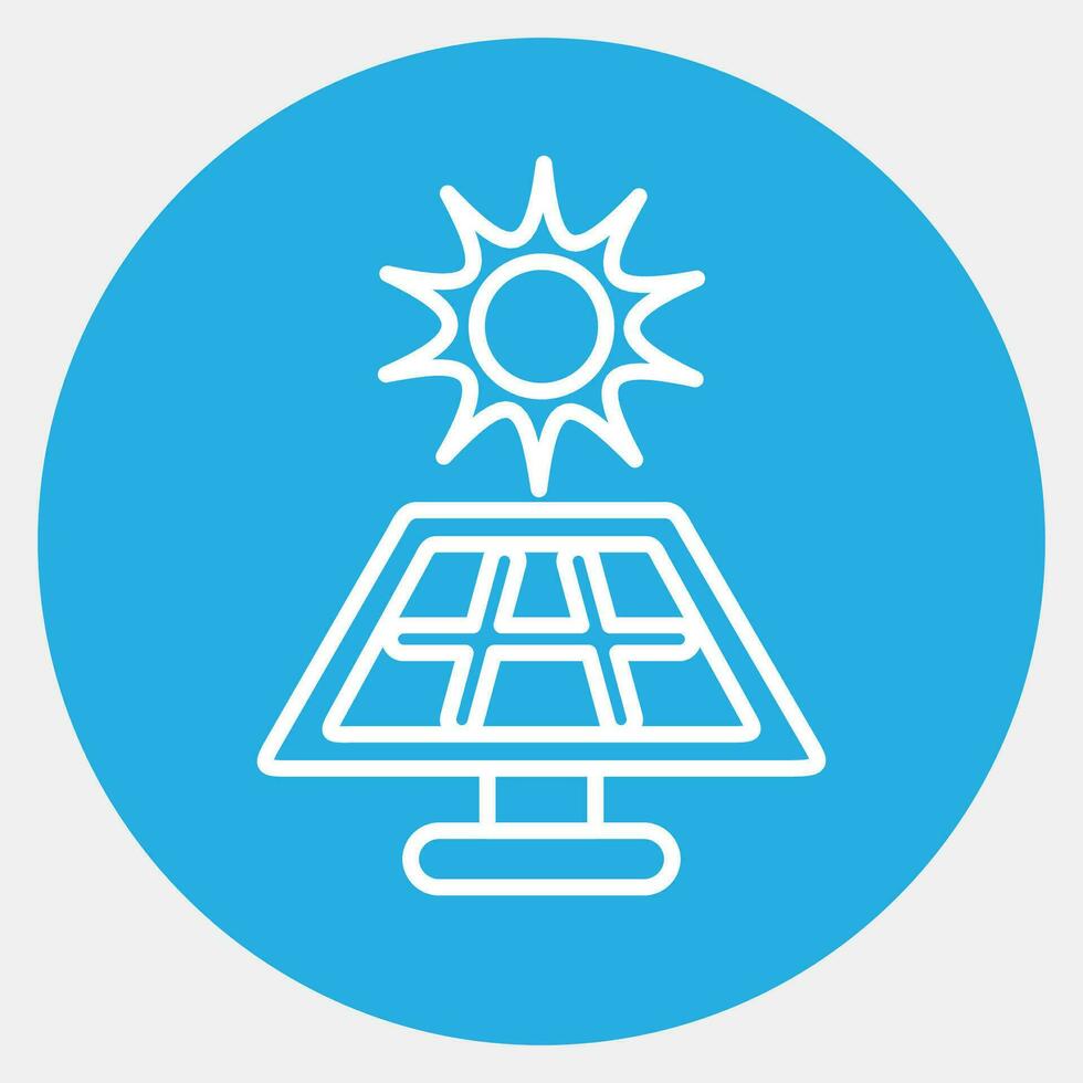 Icon solar energy panel. Ecology and environment elements. Icons in blue round style. Good for prints, posters, logo, infographics, etc. vector