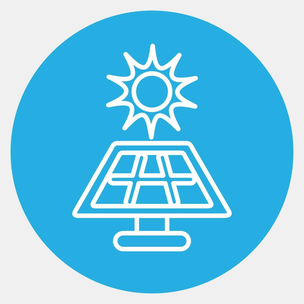 Icon solar energy panel. Ecology and environment elements. Icons in blue round style. Good for prints, posters, logo, infographics, etc. vector