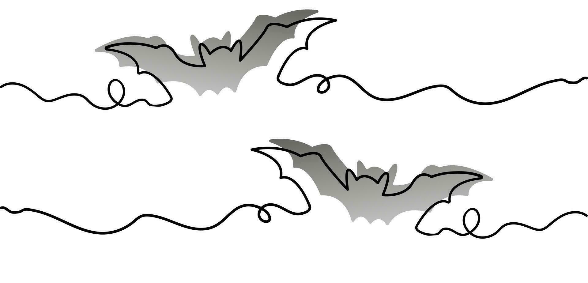 Halloween bat in line art style, banner with copy space on white background, happy halloween concept, autumn harvest, halloween. Design for advertising, flyers, invitations vector